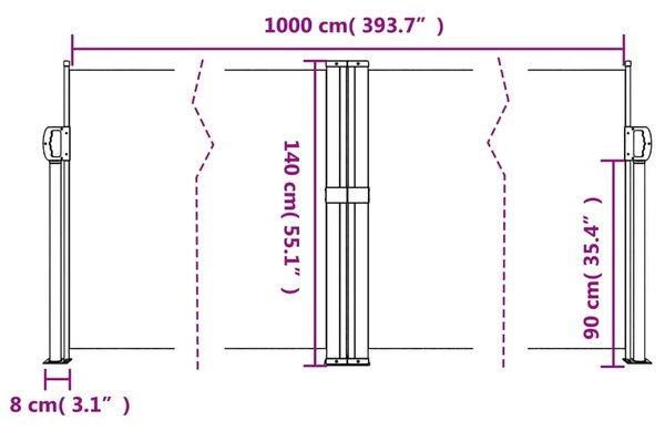 Uvlačiva bočna tenda 140 x 1000 cm antracit - Antracit 140 x 1000 cm 1 Antracit