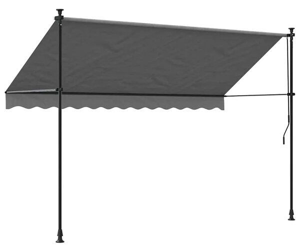 Tenda na uvlačenje antracit 300 x 150 cm od tkanine i čelika - Antracit 1 Antracitni okvir 300 cm