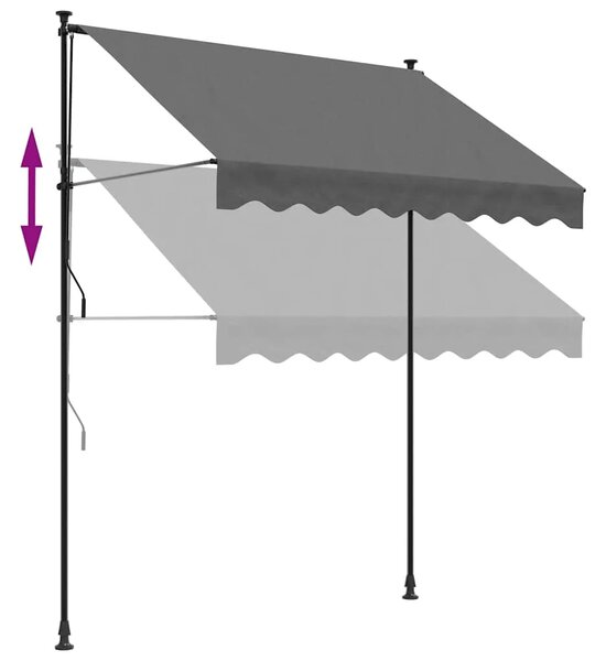 Tenda na uvlačenje antracit 200 x 150 cm od tkanine i čelika - Antracit 1 Antracitni okvir 200 cm