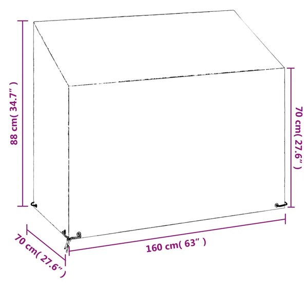 Navlaka za vrtnu klupu s 8 ušica 160 x 70 x 70/88 cm polietilen - 160 x 70 x 70/88 cm 1 160 x 70 x 70/88 cm 1