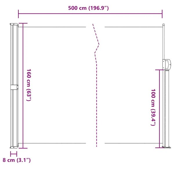 Bočna tenda na uvlačenje antracit 160 x 500 cm - Antracit 160 x 500 cm 1 Antracit