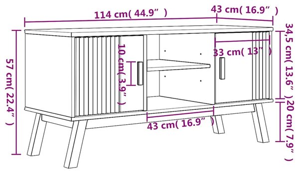 TV ormarić OLDEN smeđi 114 x 43 x 57 cm od masivne borovine - Smeđa 1 Smeđa