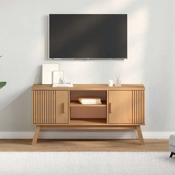 TV ormarić OLDEN smeđi 114 x 43 x 57 cm od masivne borovine - Smeđa 1 Smeđa
