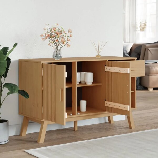 Komoda OLDEN smeđa 114 x 43 x 73 5 cm od masivne borovine - Smeđa 1 Smeđa