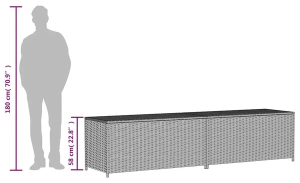 Vrtna kutija za pohranu prošarana bež 469 L od poliratana - Miješana bež 200 x 50 x 58 cm Miješana bež 200 x 50 x 58 cm