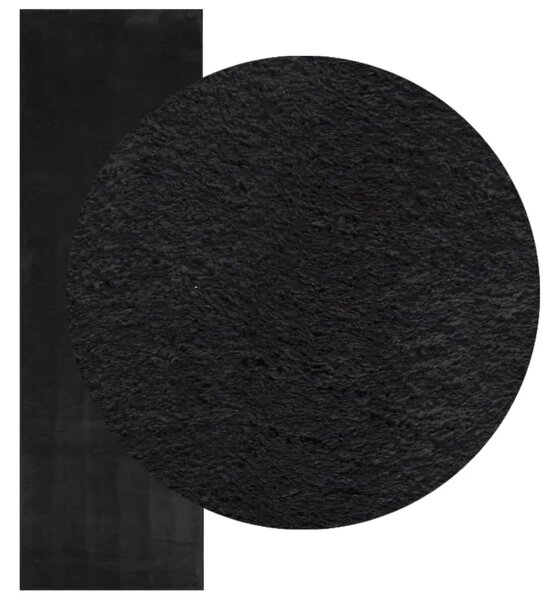 Tepih HUARTE kratkih vlakana mekani i perivi crni 80 x 250 cm - Crna 80 x 250 cm Crna 80 x 250 cm