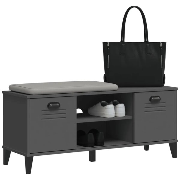 Klupa za cipele VIKEN antracit siva 106 x 35 x 45 cm drvena - antracit siva 1 1 1