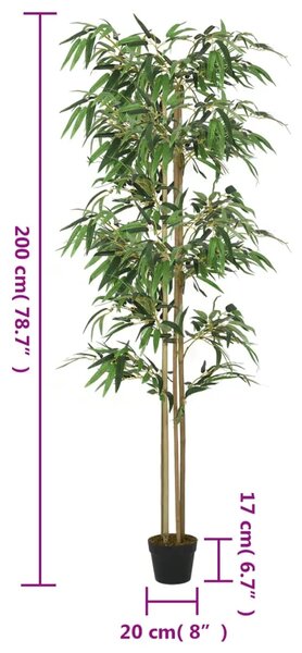 Umjetno stablo bambusa 1520 listova 200 cm zeleno - 20 x 200 cm 1 20 x 200 cm