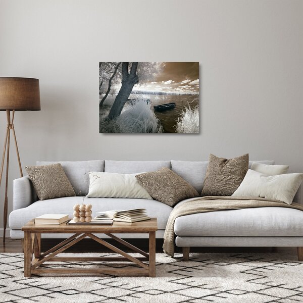 Staklena slika čamca na jezeru (70x50 cm)