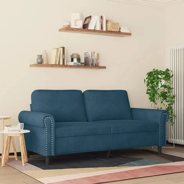 Dvosjed plavi 140 cm baršunasti - Plava 1 140 cm Plava