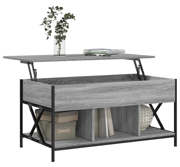 Stolić za kavu siva boja hrasta 100x55x50 cm od drva i metala - Sivi hrast sonoma 1 Sivi hrast sonoma