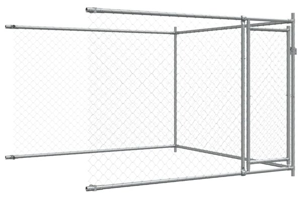 Kavez za pse s vratima sivi 4 x 2 x 1 5 m od pocinčanog čelika - 4 x 2 x 1.5 m 1 2 vrata 4 x 2 x 1.5 m