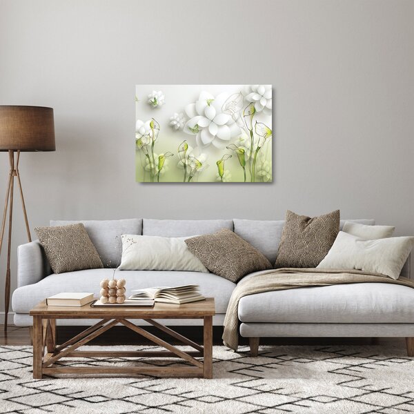 Staklena slika s cvijećem (70x50 cm)
