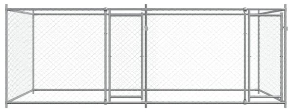 Kavez za pse s vratima sivi 4 x 2 x 1 5 m od pocinčanog čelika - 4 x 2 x 1.5 m 1 2 vrata 4 x 2 x 1.5 m