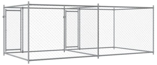 Kavez za pse s vratima sivi 4 x 2 x 1 5 m od pocinčanog čelika - 4 x 2 x 1.5 m 1 2 vrata 4 x 2 x 1.5 m