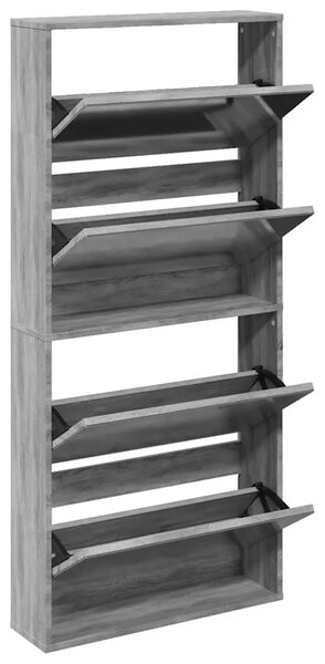Ormarić za cipele s ogledalom 4 razine boja hrasta 63x17x134 cm - Sivi hrast sonoma 1 1 1