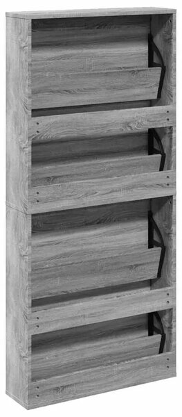 Ormarić za cipele s ogledalom 4 razine boja hrasta 63x17x134 cm - Sivi hrast sonoma 1 1 1