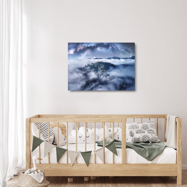 Staklena slika šume u magli (70x50 cm)