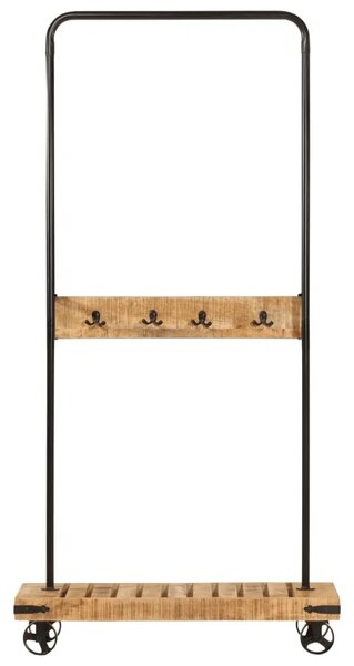 Stalak za odjeću s kotačima 90x35x190 cm drvo manga i željezo