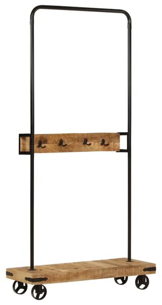 Stalak za odjeću s kotačima 90x35x190 cm drvo manga i željezo