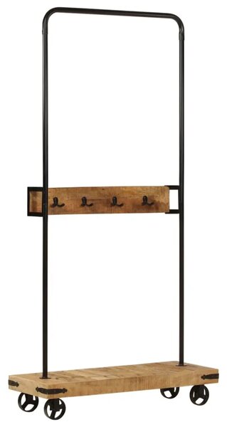 Stalak za odjeću s kotačima 90x35x190 cm drvo manga i željezo