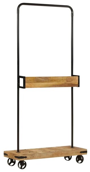 Stalak za odjeću s kotačima 90x35x190 cm drvo manga i željezo