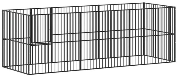 Ograda za pse s 8 panela crna od pocinčanog čelika - 300 x 100 x 100 cm 300 x 100 x 100 cm