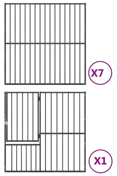 Ograda za pse s 8 panela crna od pocinčanog čelika - 300 x 100 x 100 cm 300 x 100 x 100 cm
