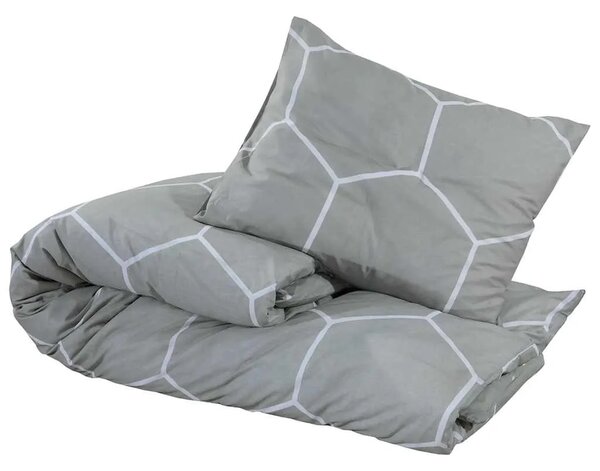 Set navlaka za poplun sivo-bijeli 220x240 cm pamuk - Siva i bijela 220 x 240 cm + 65 x 65 cm 1 1