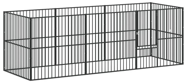 Ograda za pse s 8 panela crna od pocinčanog čelika - 300 x 100 x 100 cm 300 x 100 x 100 cm