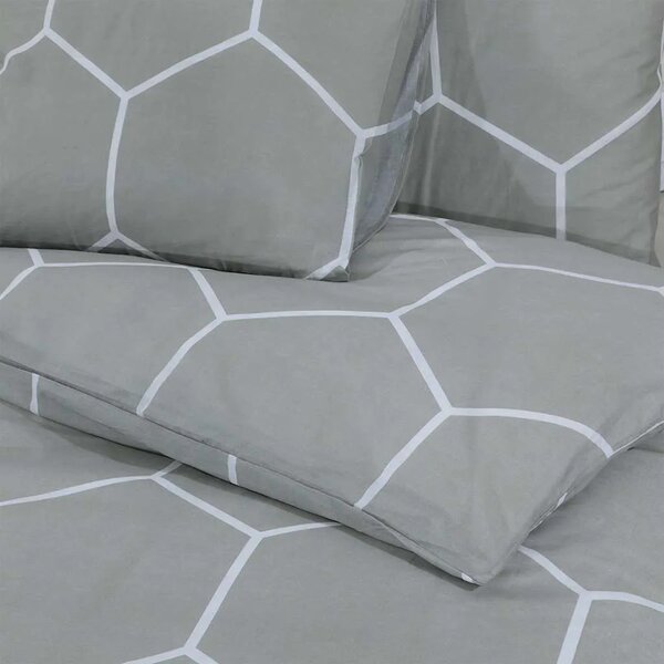 Set navlaka za poplun sivo-bijeli 220x240 cm pamuk - Siva i bijela 220 x 240 cm + 65 x 65 cm 1 1