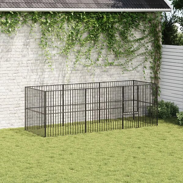 Ograda za pse s 8 panela crna od pocinčanog čelika - 300 x 100 x 100 cm 300 x 100 x 100 cm