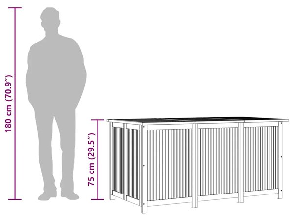 Vrtna kutija za pohranu 150x80x75 cm od masivnog drva bagrema - 150 x 80 x 75 cm 150 x 80 x 75 cm