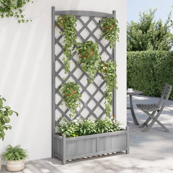 Sadilica s rešetkom siva 90x35x180 cm od masivne jelovine - Siva 90 x 35 x 180 cm 1 s rešetkom
