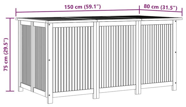 Vrtna kutija za pohranu 150x80x75 cm od masivnog drva bagrema - 150 x 80 x 75 cm 150 x 80 x 75 cm