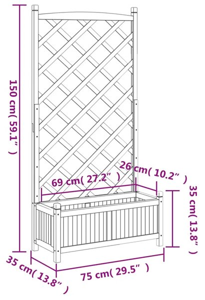 Sadilica s rešetkom crna 75 x 35 x 150 cm od masivne jelovine - Crna 75 x 35 x 150 cm 1 s rešetkom