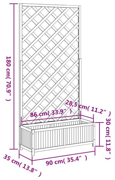 Sadilica s rešetkom smeđa 90x35x180 cm od masivne jelovine - Smeđa 90 x 35 x 180 cm 1 Smeđa