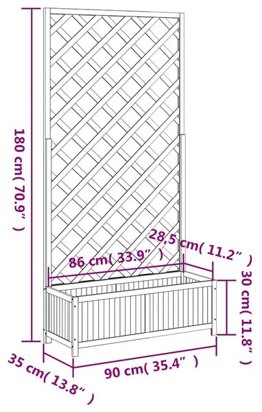 Sadilica s rešetkom siva 90x35x180 cm od masivne jelovine - Siva 90 x 35 x 180 cm 1 Siva