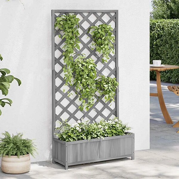 Sadilica s rešetkom siva 90x35x180 cm od masivne jelovine - Siva 90 x 35 x 180 cm 1 Siva
