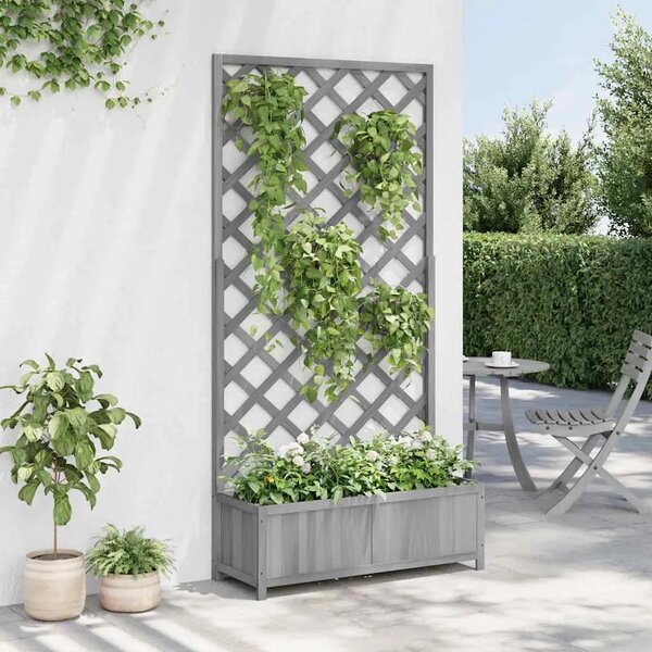 Sadilica s rešetkom siva 90x35x180 cm od masivne jelovine - Siva 90 x 35 x 180 cm 1 Siva