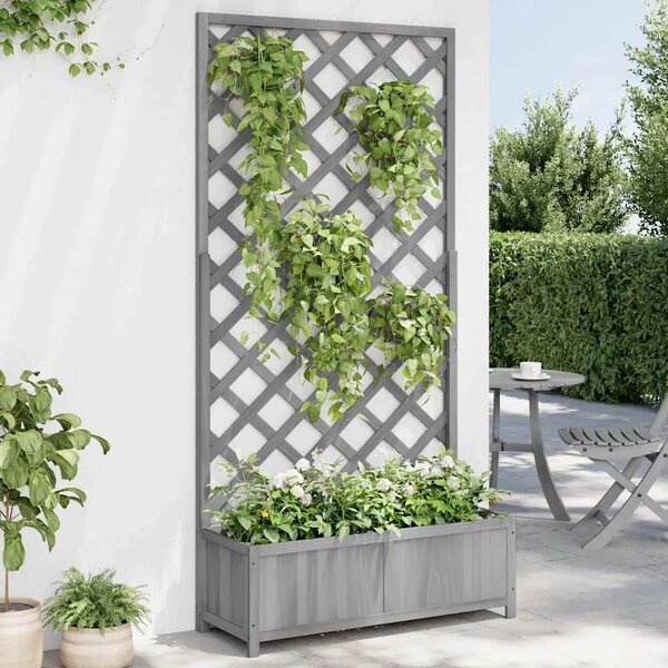 Sadilica s rešetkom siva 90x35x180 cm od masivne jelovine - Siva 90 x 35 x 180 cm 1 Siva