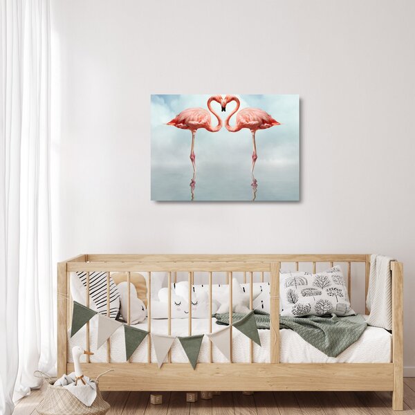 Staklena slika dva flaminga (70x50 cm)