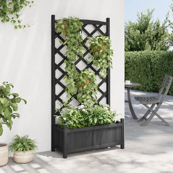 Sadilica s rešetkom crna 75 x 35 x 150 cm od masivne jelovine - Crna 75 x 35 x 150 cm 1 s rešetkom