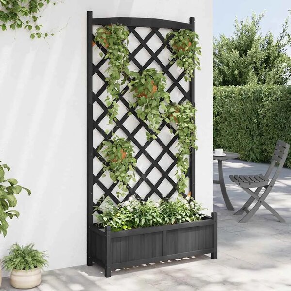 Sadilica s rešetkom crne boje 90x35x180 cm od masivne jelovine - Crna 90 x 35 x 180 cm 1 s rešetkom