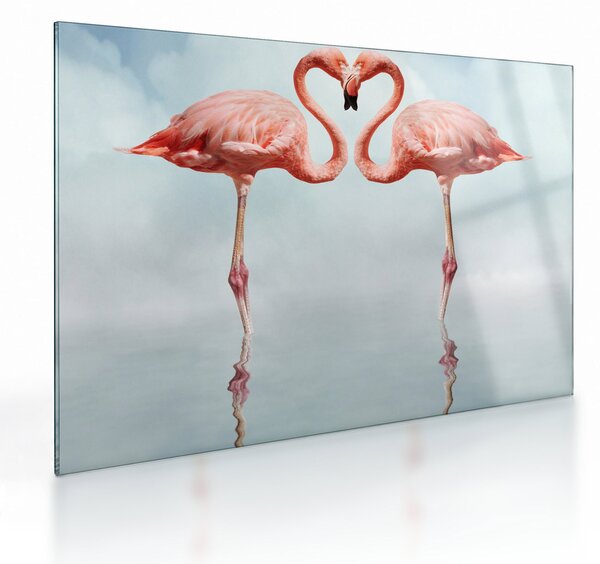 Staklena slika dva flaminga (70x50 cm)