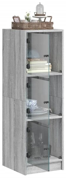 Visoka komoda sa staklenim vratima boja hrasta 35 x 37 x 109 cm - Sivi hrast sonoma 1 Sivi hrast sonoma