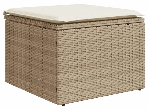 Vrtni tabure s jastukom bež 55 x 55 x 37 cm od poliratana - bež i krem 1 bez spremišta Bež i krem