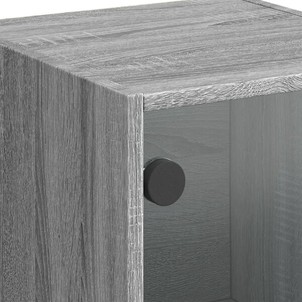 Visoka komoda sa staklenim vratima boja hrasta 35 x 37 x 109 cm - Sivi hrast sonoma 1 Sivi hrast sonoma