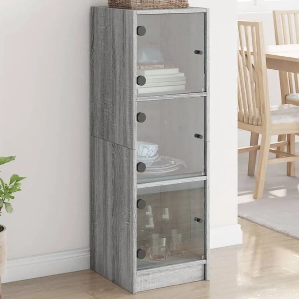Visoka komoda sa staklenim vratima boja hrasta 35 x 37 x 109 cm - Sivi hrast sonoma 1 Sivi hrast sonoma