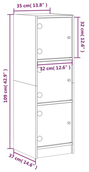 Visoka komoda sa staklenim vratima bijela 35 x 37 x 109 cm - Bijela 1 Bijela